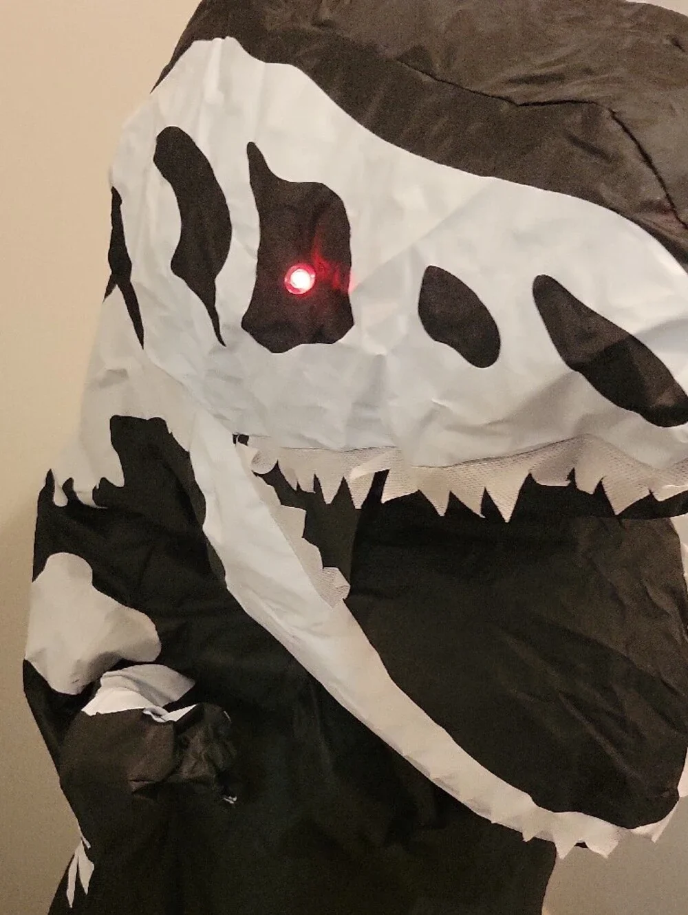 Kids Black & White Skeleton T-Rex Inflatable Costume